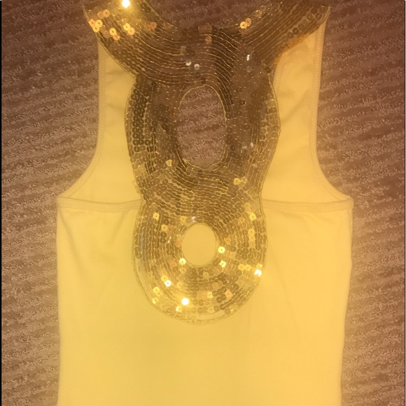 Sky gold tank top with sequin keyhole back - Picture 5 of 5
